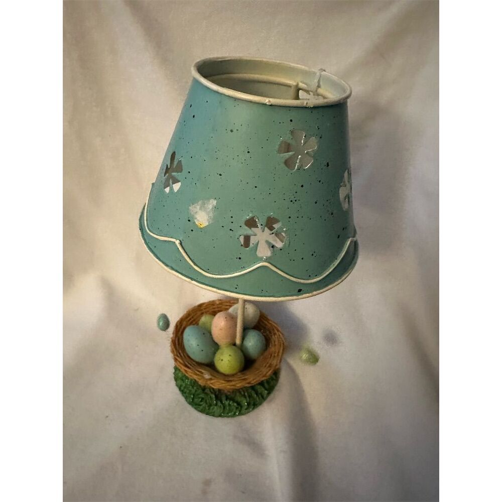 Easter Bunny Ceramic Table Lamp with Egg Basket Base in Green - Picture 4 of 4